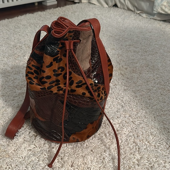 Vintage NWOT Carlos Falchi Patchwork Leather Long Shoulder bag - Picture 8 of 10